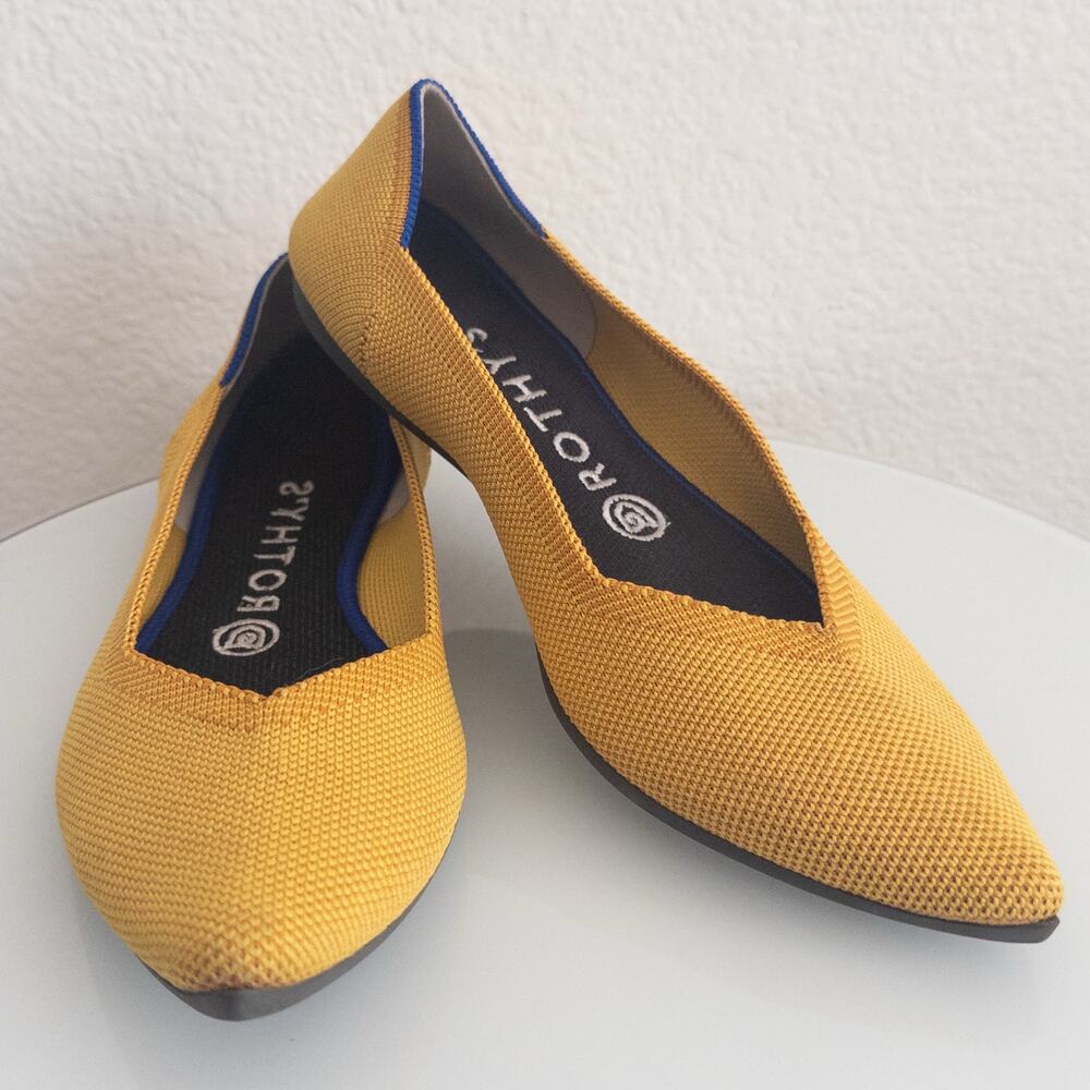 Rothy's Golden Rod Knit Pointed Toe Slip-On Flats Size 8